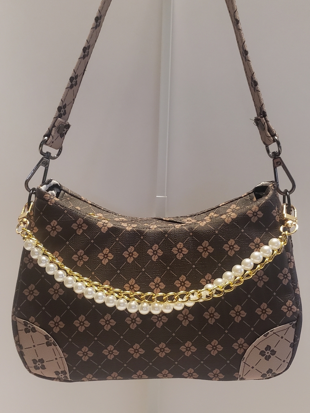 Handmade Brown And Tan Textured Mini Shoulder Bag.